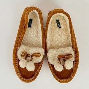 J. Crew Brown Pom Moccasins